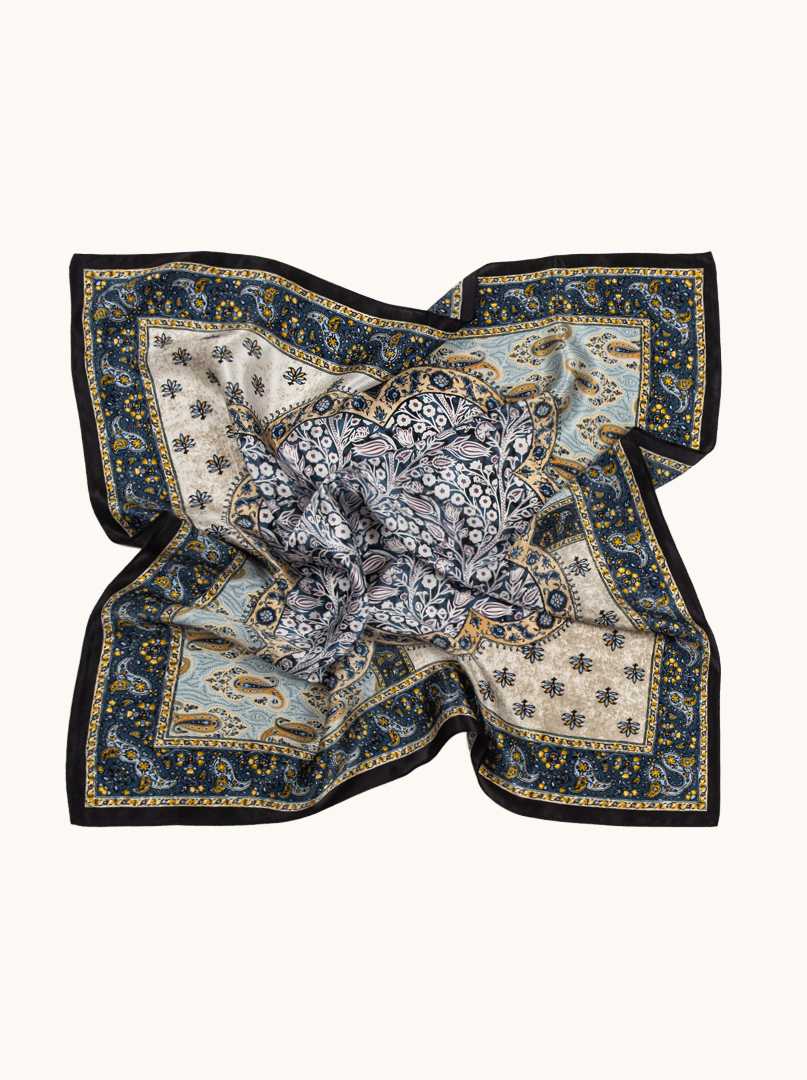Silk scarf with a hint of the orient 68cm x 68cm image 3