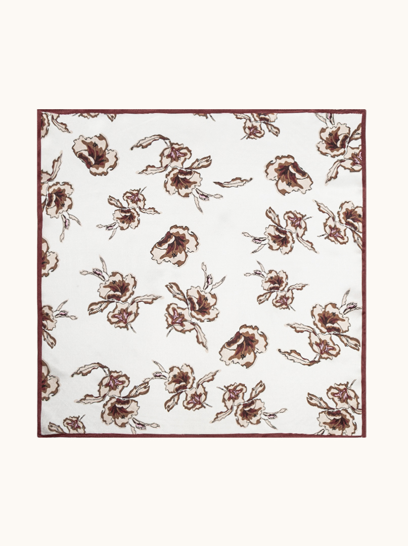 Small women's silk scarf with herringbone pattern, 53 cm x 53 cm image 2