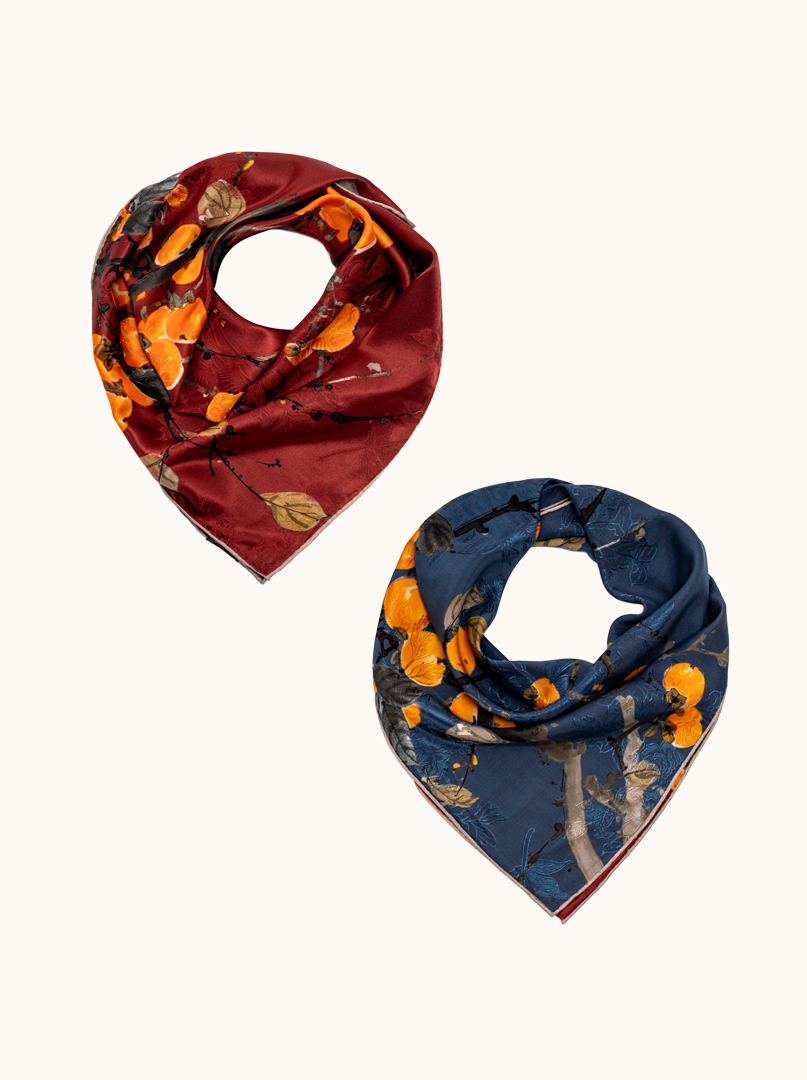 Double-sided silk scarf Lemon Garden 68cm x 68cm image 3
