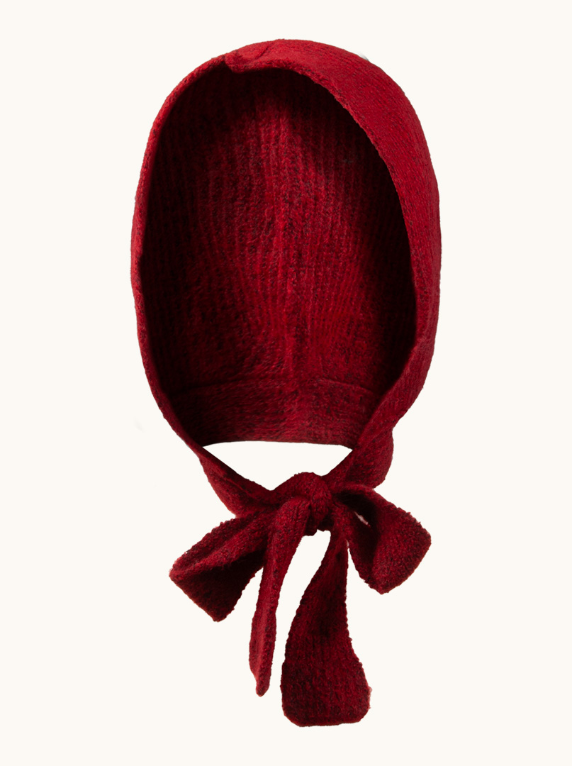 Beanie with binding 100% wool red image 2