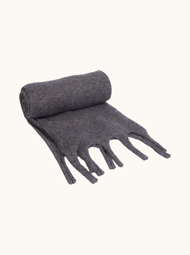 Grey scarf with tassels 55 cm x 280 cm image 4