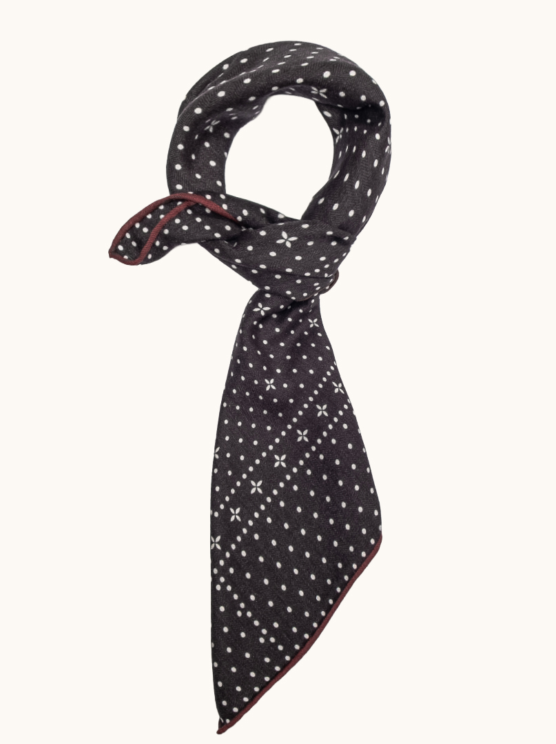 Scarf wool with silk black dots 65x65 cm image 1