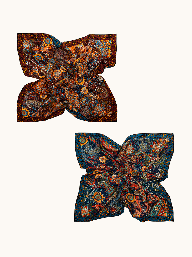 Large wool and silk scarf ARDORA 105x105 cm PREMIUM image 3