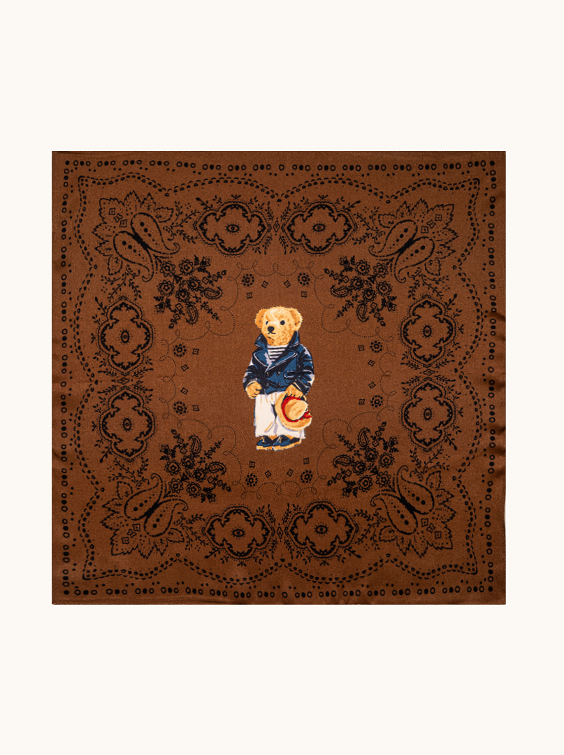 Small women's silk scarf with herringbone pattern, 53 cm x 53 cm image 2