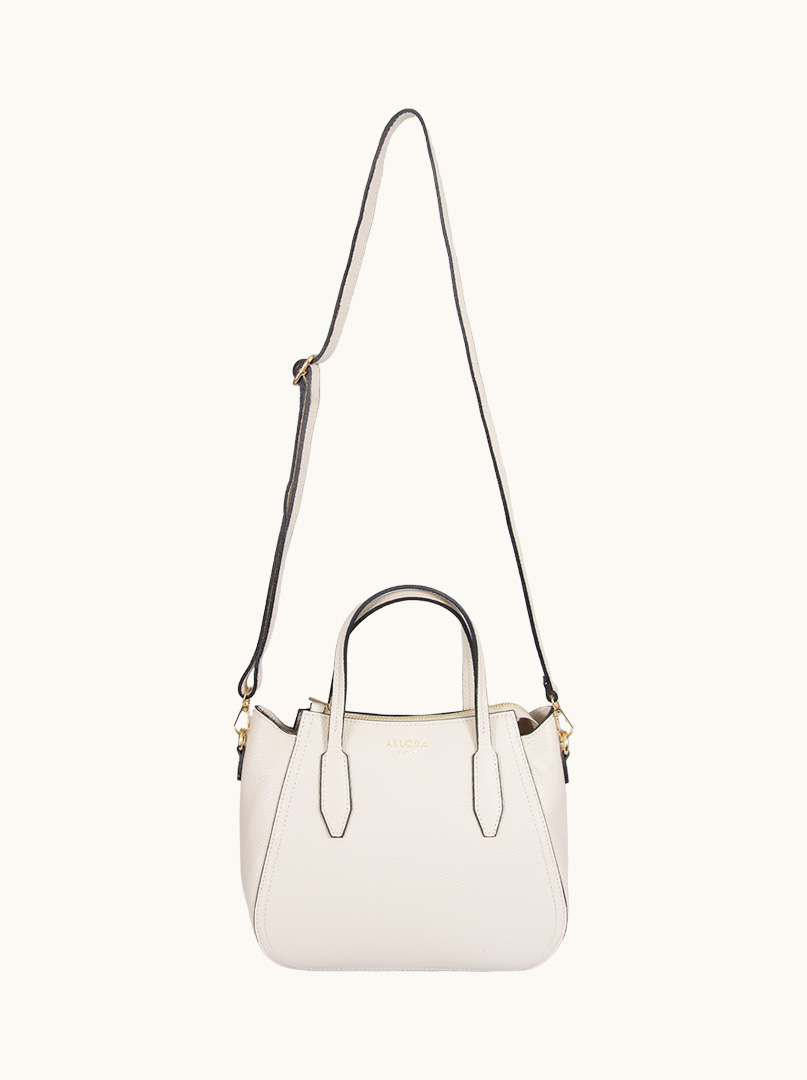 Women's leather bag Allora ecru - elegant shopper bag with strap image 4