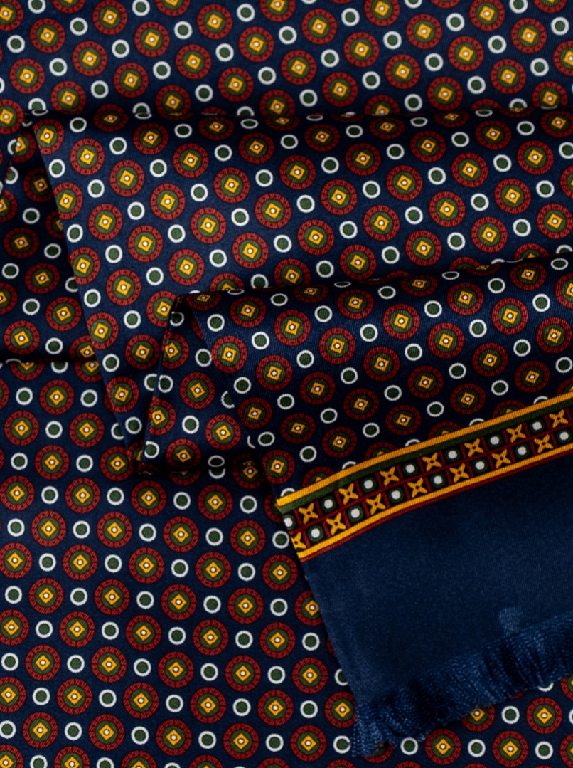 Exclusive men's navy blue scarf with geometric pattern, 25 cm x 160 cm image 4