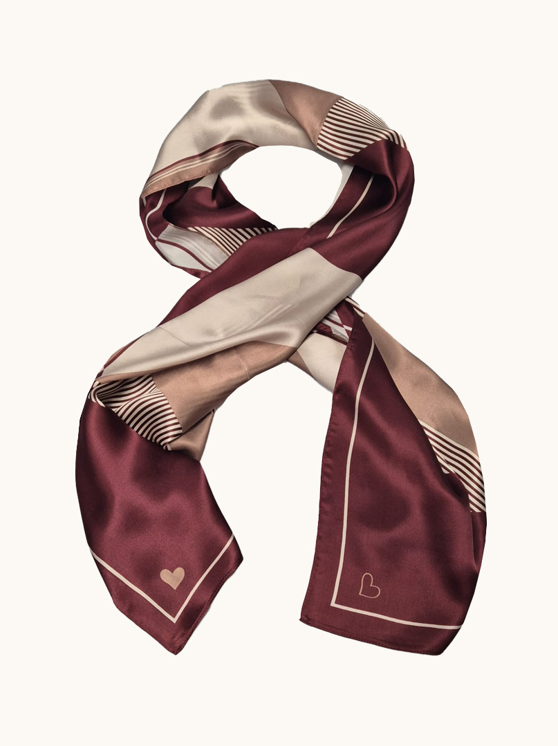 Large blue silk scarf with birds, 55x175 cm image 1