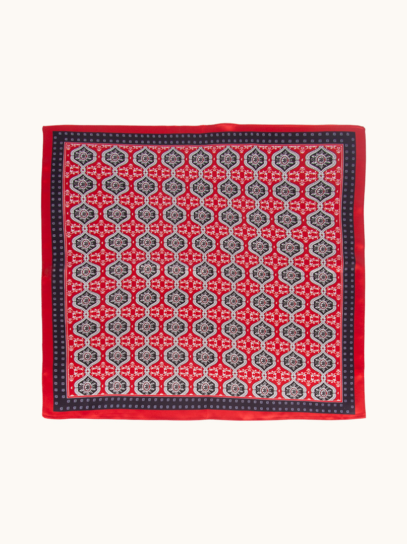 Small silk scarf gavroshka red patterned 53x53 cm image 2