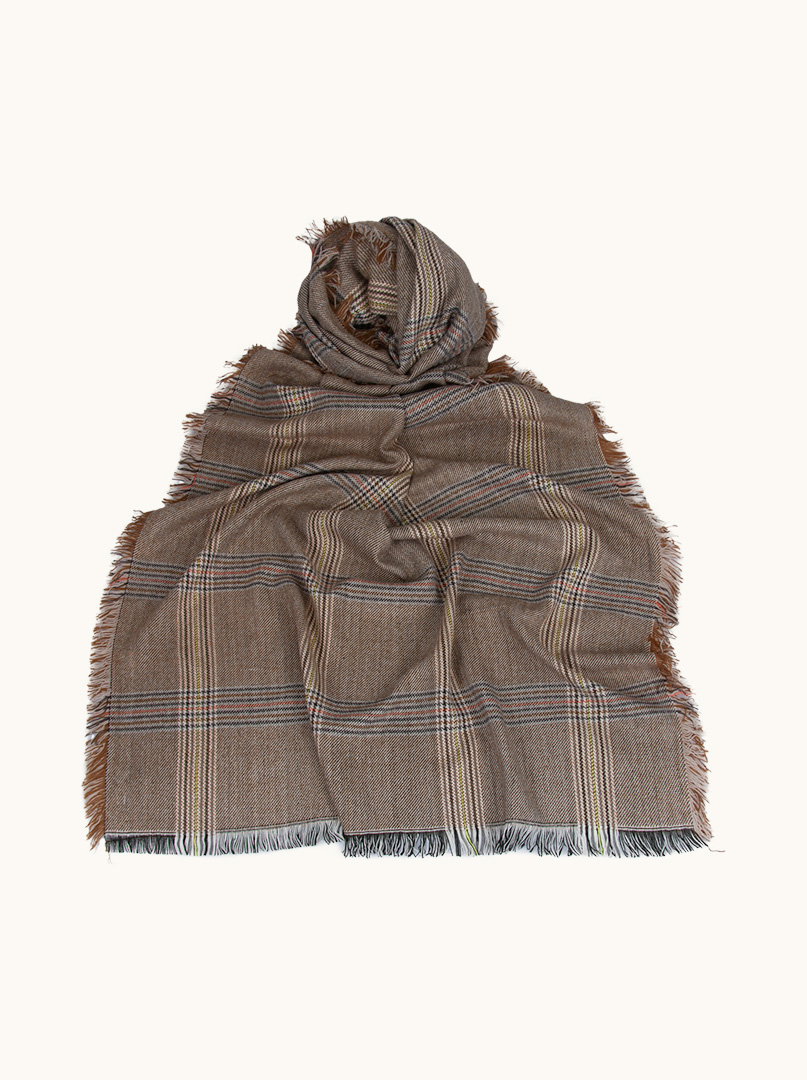 Beige checkered scarf 80 cm x 180 cm image 1