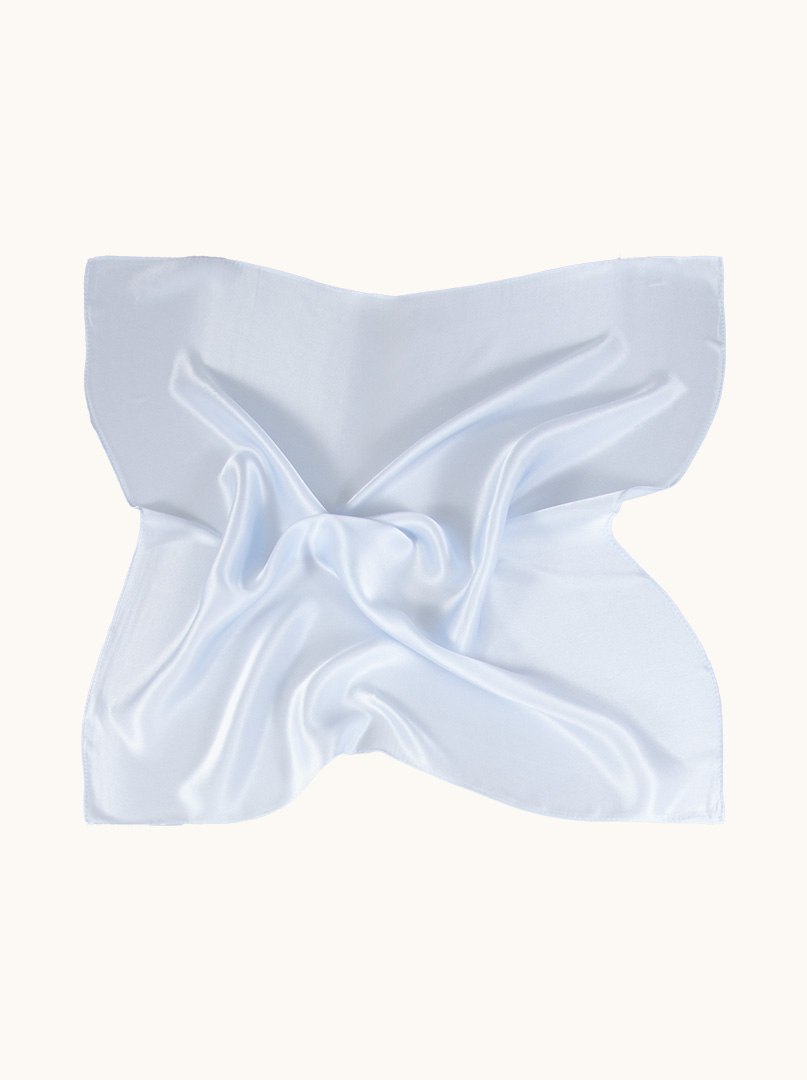 Small women's silk scarf blue plain 53cm x 53cm image 1