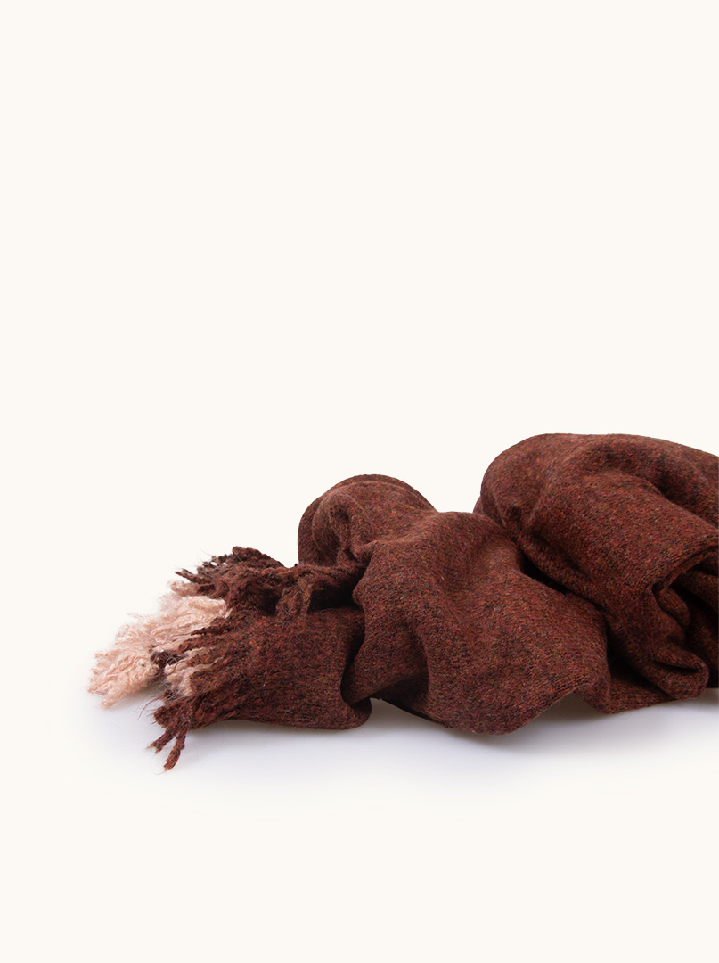 Brown scarf with short tassels 55 cm x 200 cm image 2