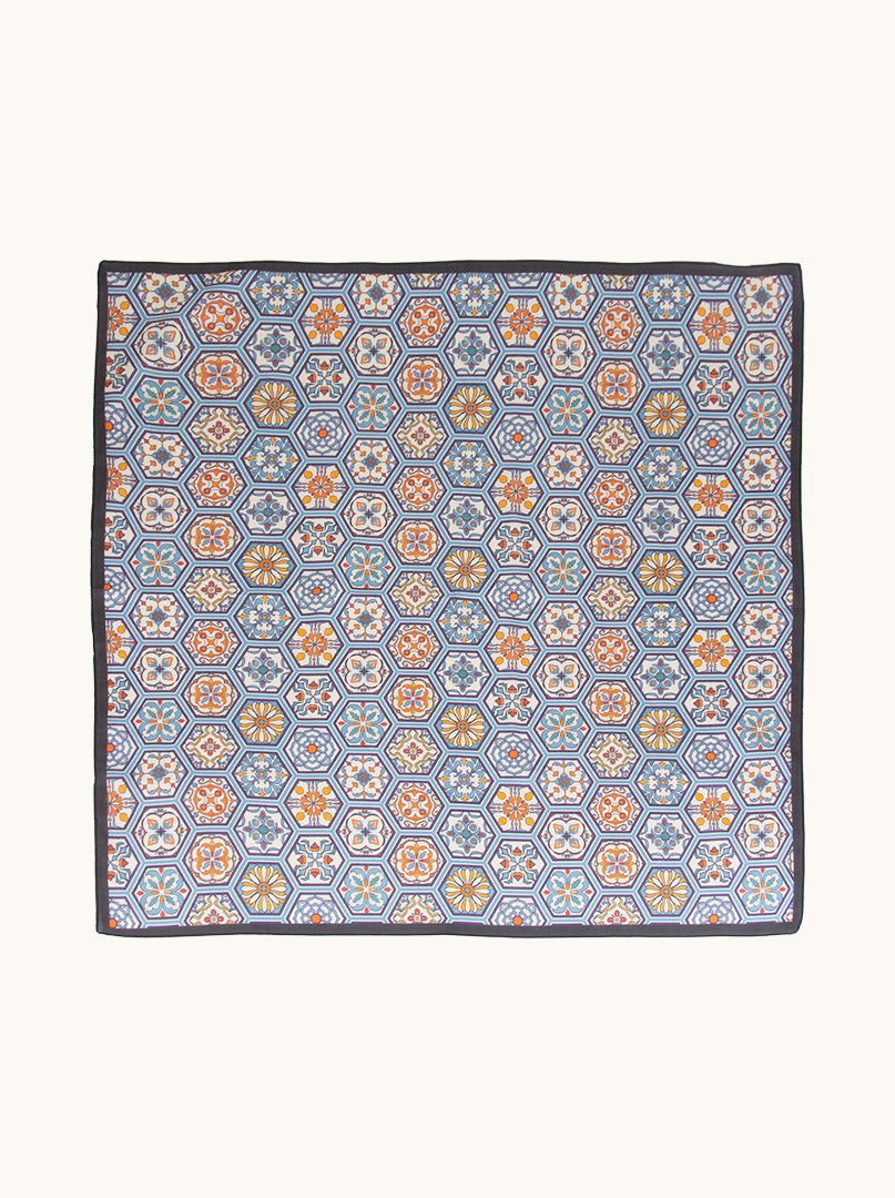 Mulberry silk scarf with cotton in mosaic 65cm x 65cm image 2