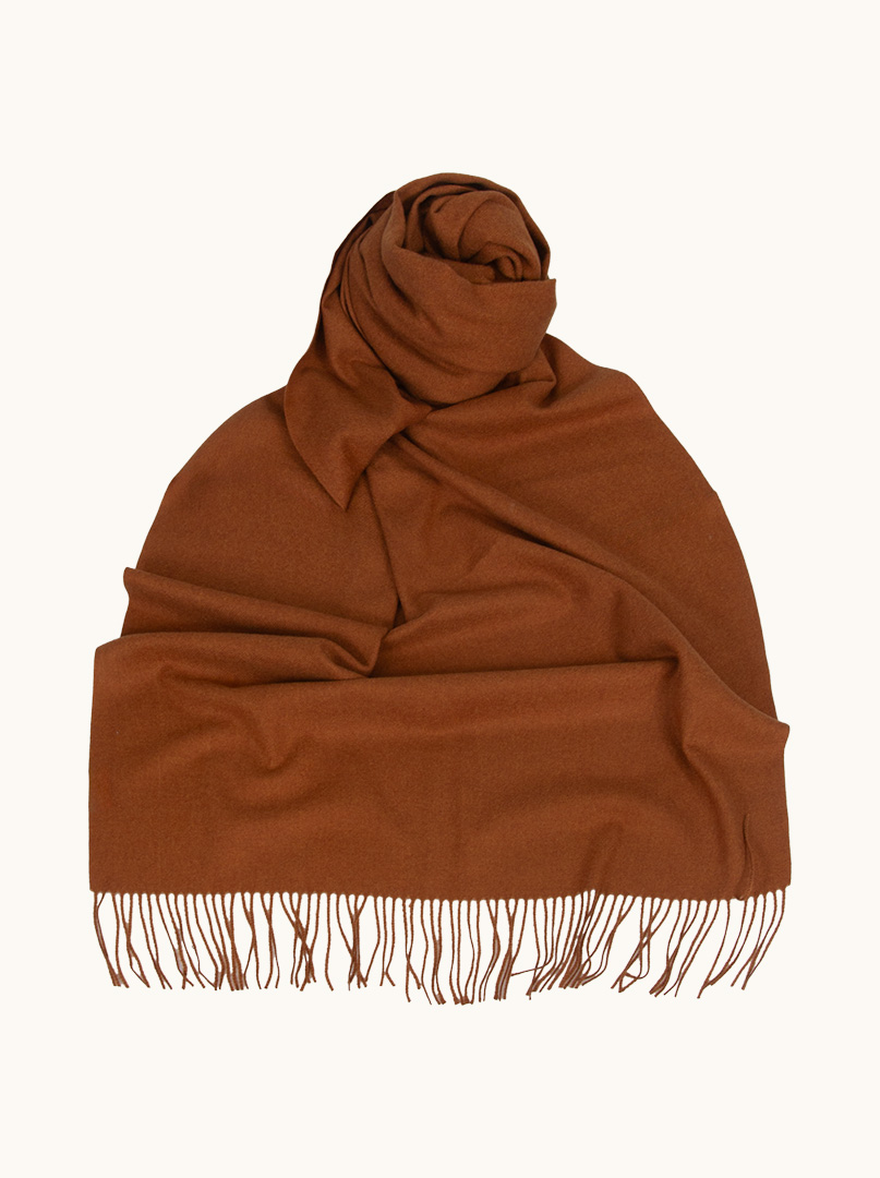 Brown scarf with tassels 70 cm x 180 cm image 2