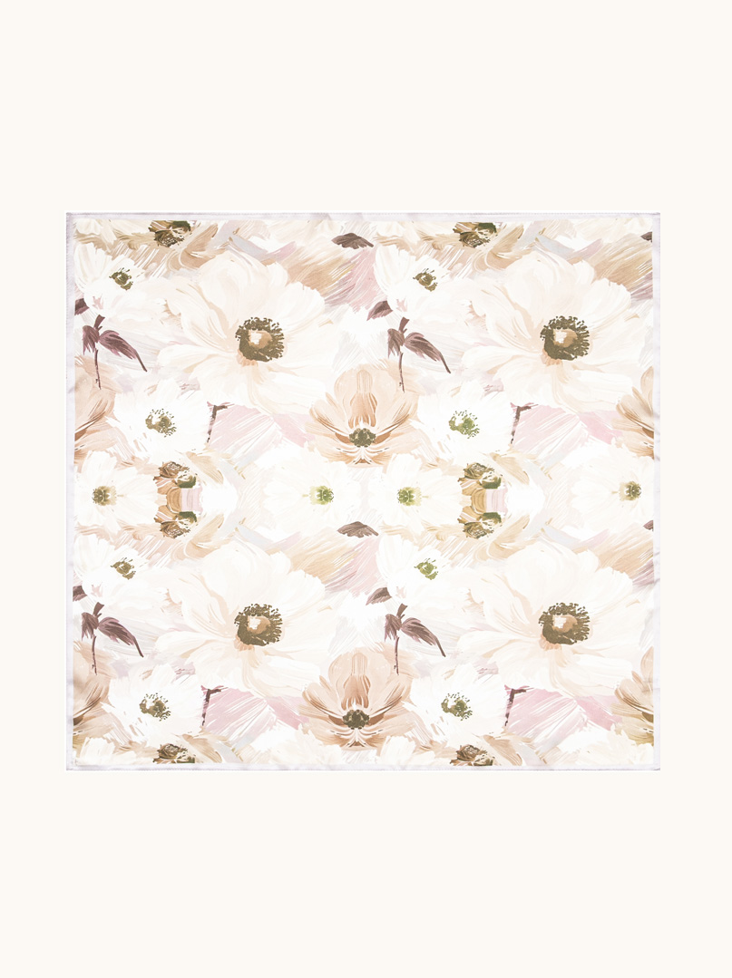 Brown silk scarf with geometric patterns 68cm x 68cm image 2