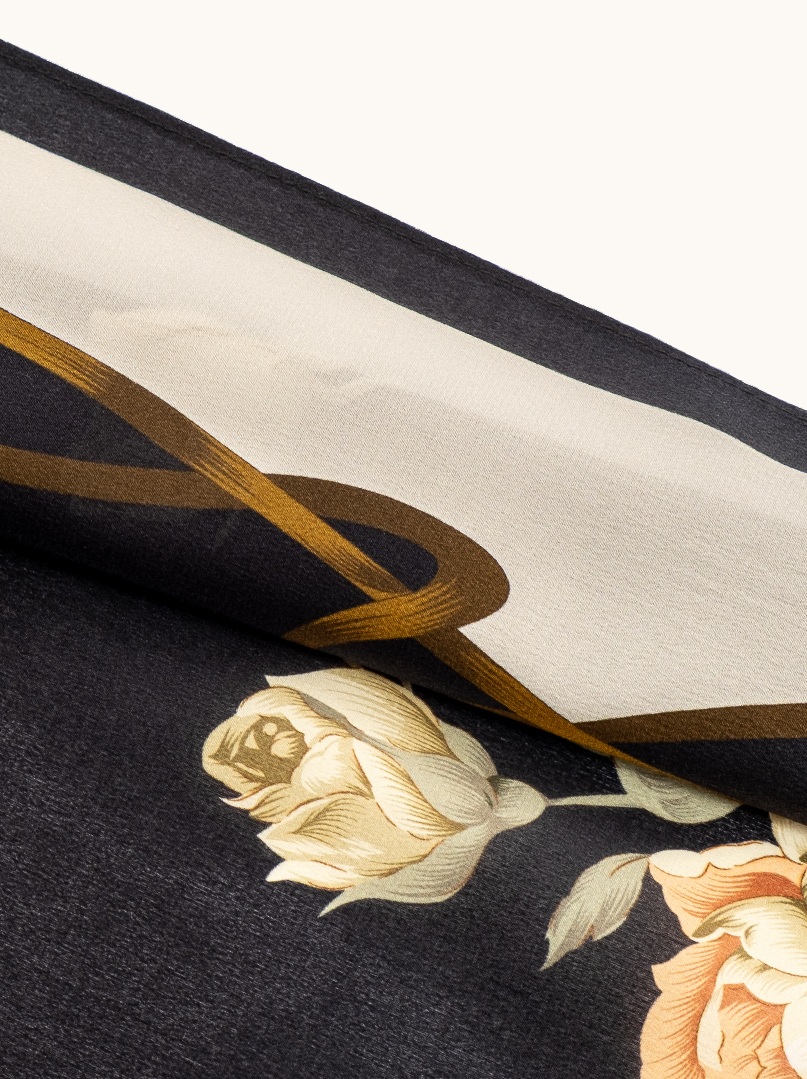 Small women's silk scarf with herringbone pattern, 53 cm x 53 cm image 4