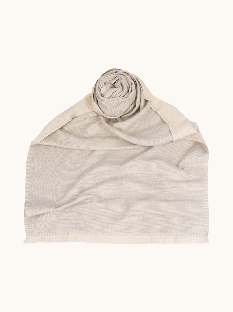 Warm beige shawl with delicate pattern 65 cm x 190 cm image 1