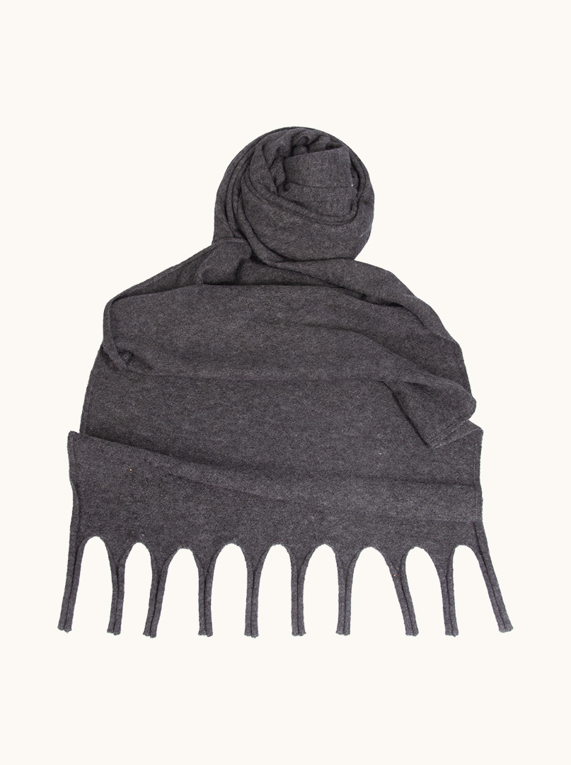Grey scarf with tassels 55 cm x 280 cm image 1