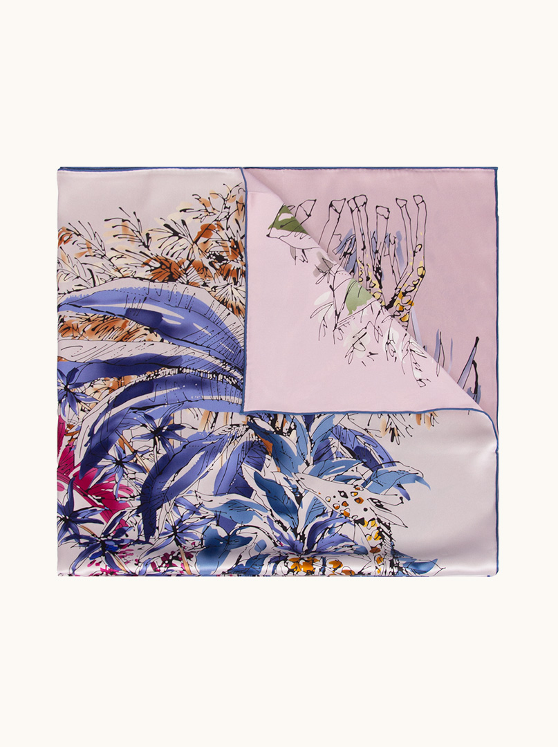 Large double-sided silk scarf with animal motif 110cm x 110cm PREMIUM image 1