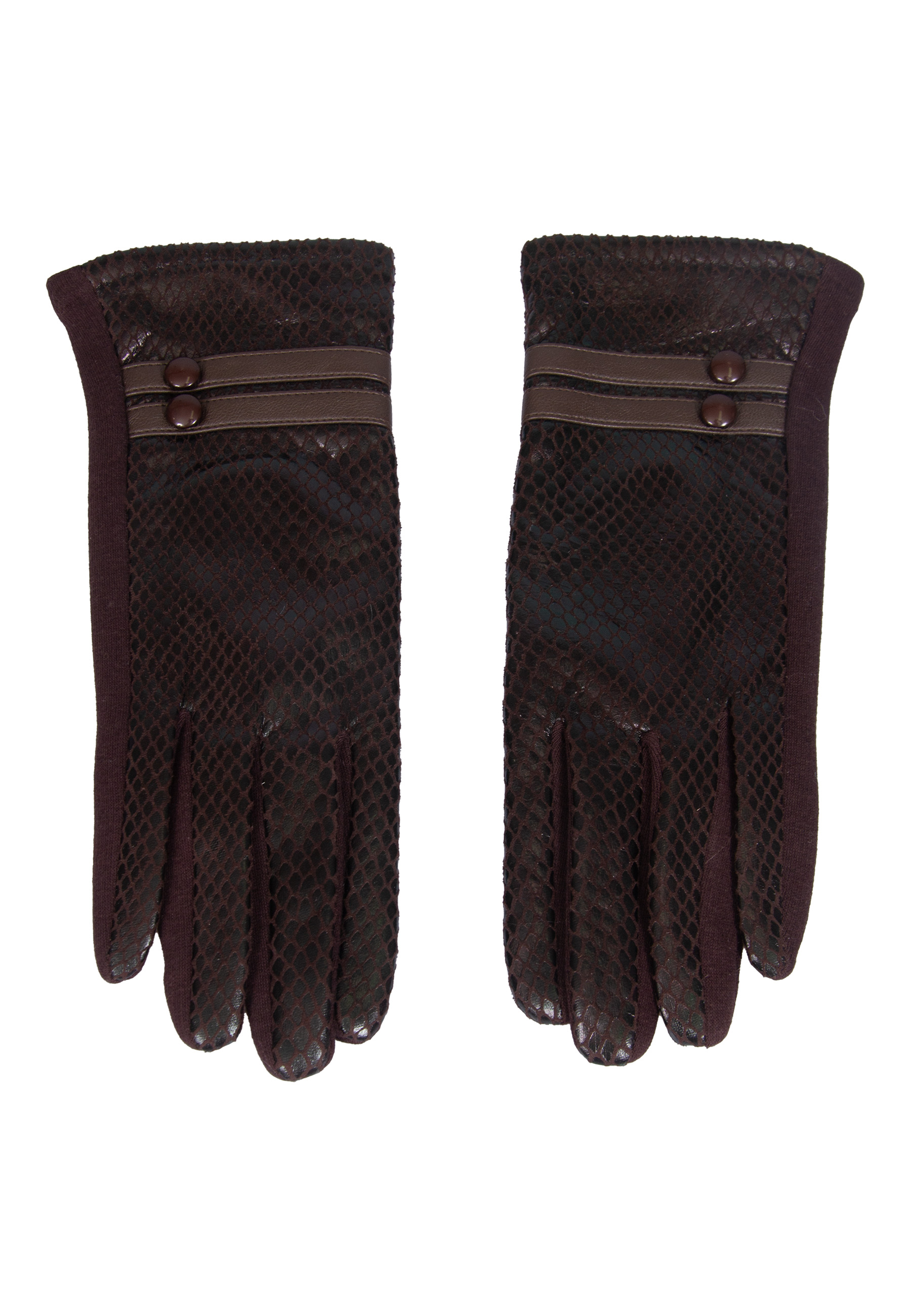 Dark brown gloves imitating snake skin image 3