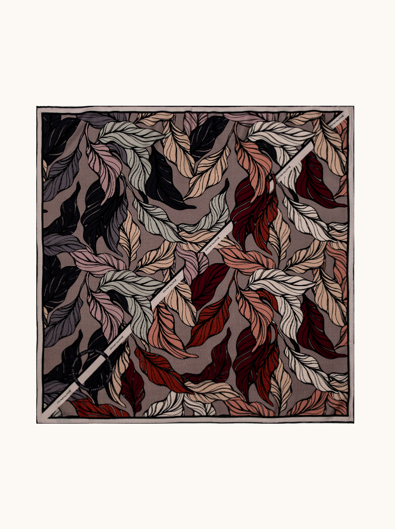 Elegant large wool and silk scarf with a floral motif, 90 cm x 90 cm image 2