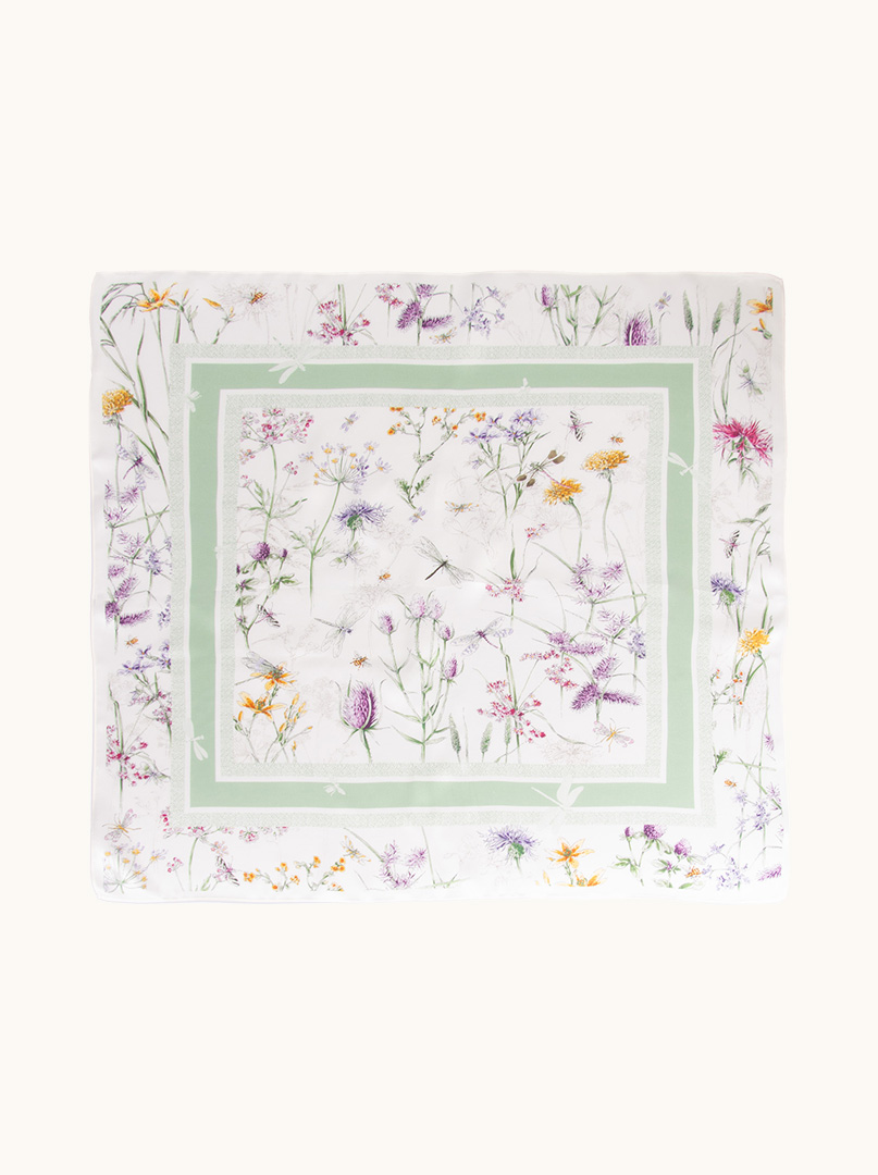 Silk scarf 70x70cm with floral motif image 3