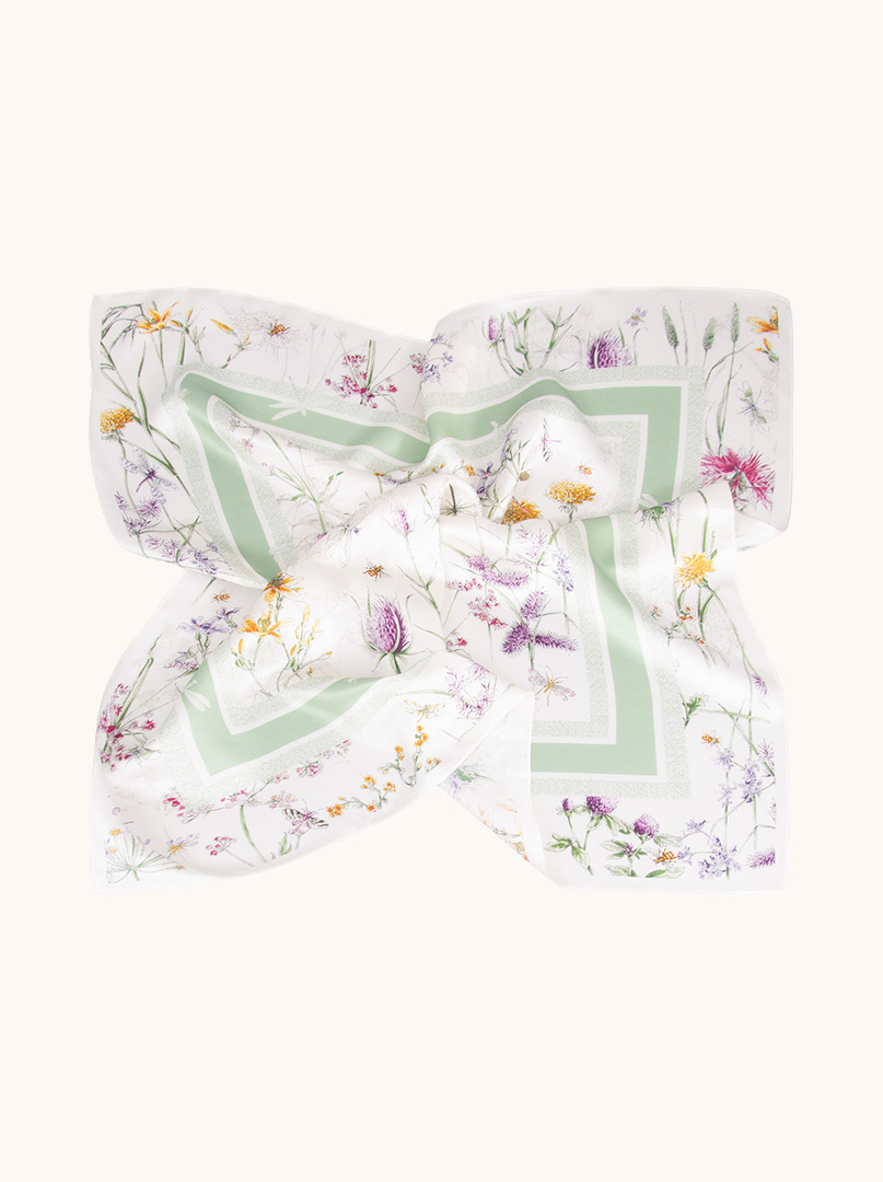 Silk scarf 70x70cm with floral motif image 4