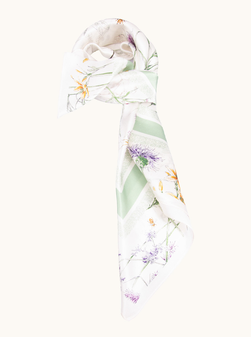 Silk scarf 70x70cm with floral motif image 1