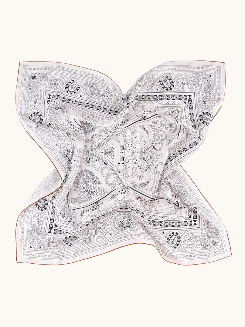 Large double-sided silk scarf with paisley pattern 90x90 cm image 2