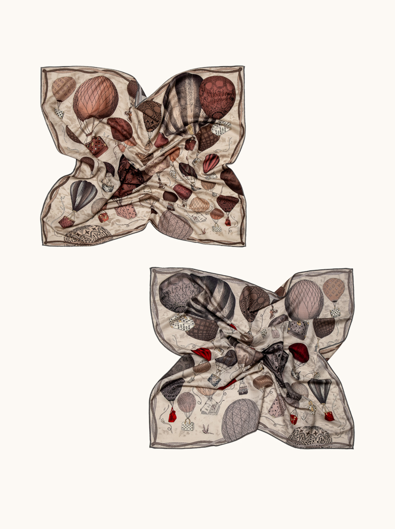 Elegant large wool and silk scarf with a floral motif, 90 cm x 90 cm image 3