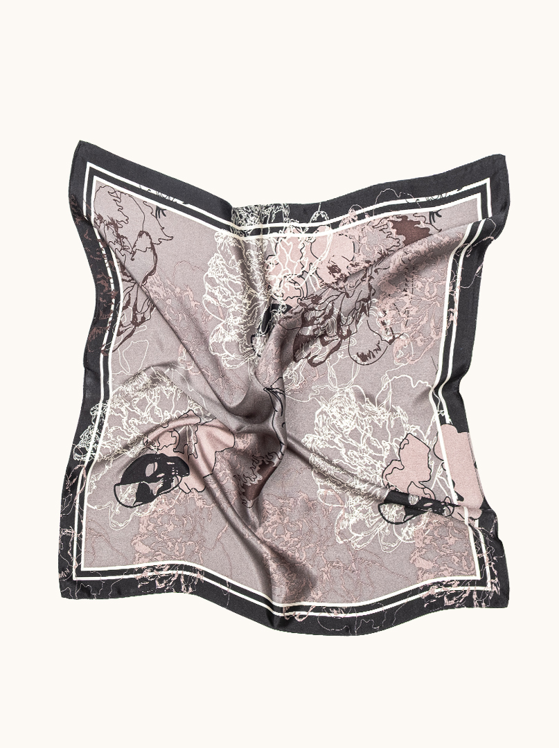 Small silk scarf with a dark twist 53cm x53cm image 3