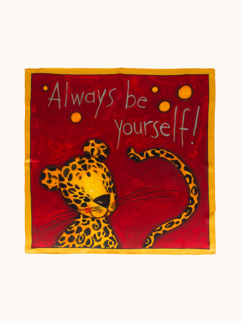 Small red cheetah silk scarf 53cm x53cm image 2