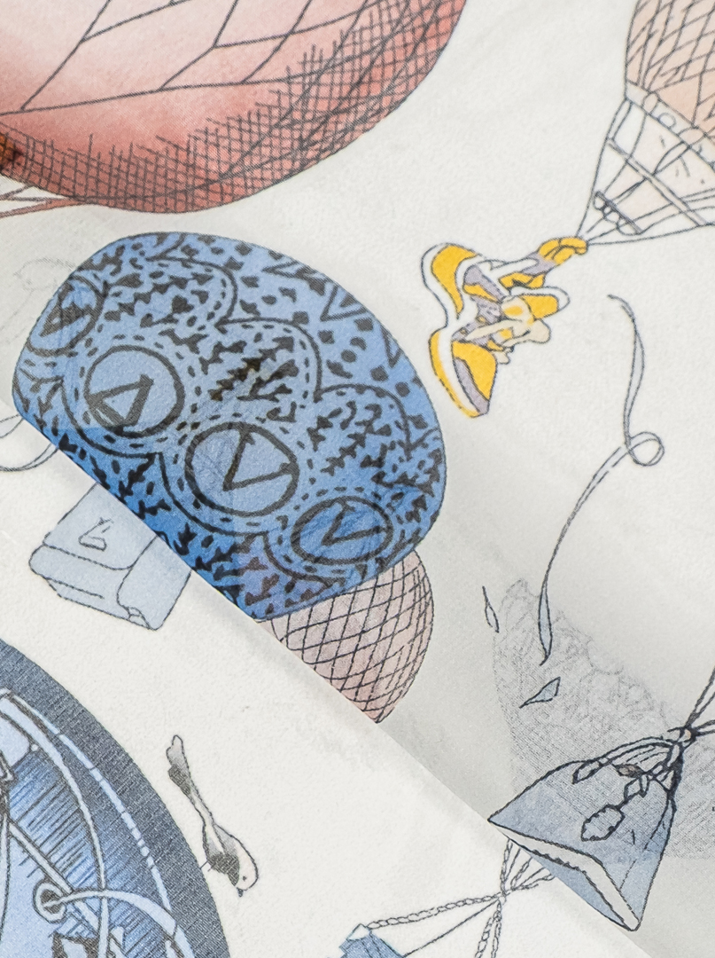 Medium blue silk scarf with balloons 65 cm x 65 cm image 4