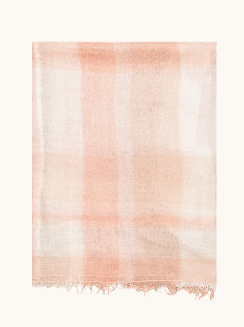 Light linen scarf with fringes, salmon, 55cm x 180cm image 2