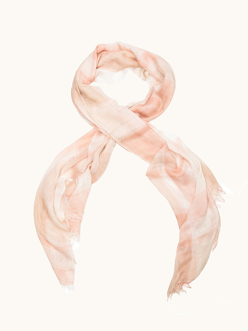 Light linen scarf with fringes, salmon, 55cm x 180cm image 1