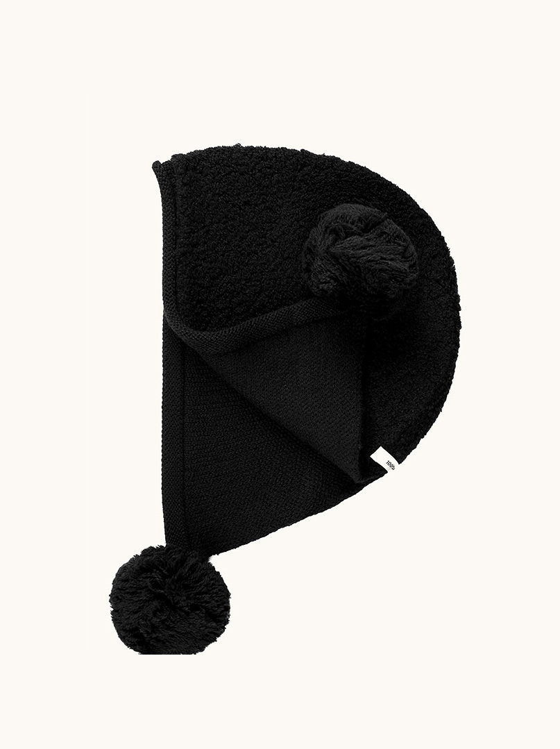 Beanie with binding 100% wool black image 1