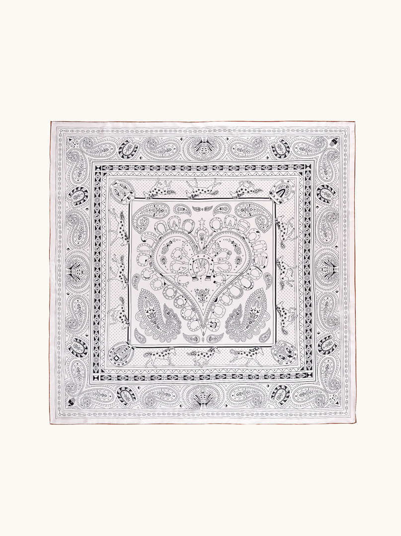 Large double-sided silk scarf with paisley pattern 90x90 cm image 1