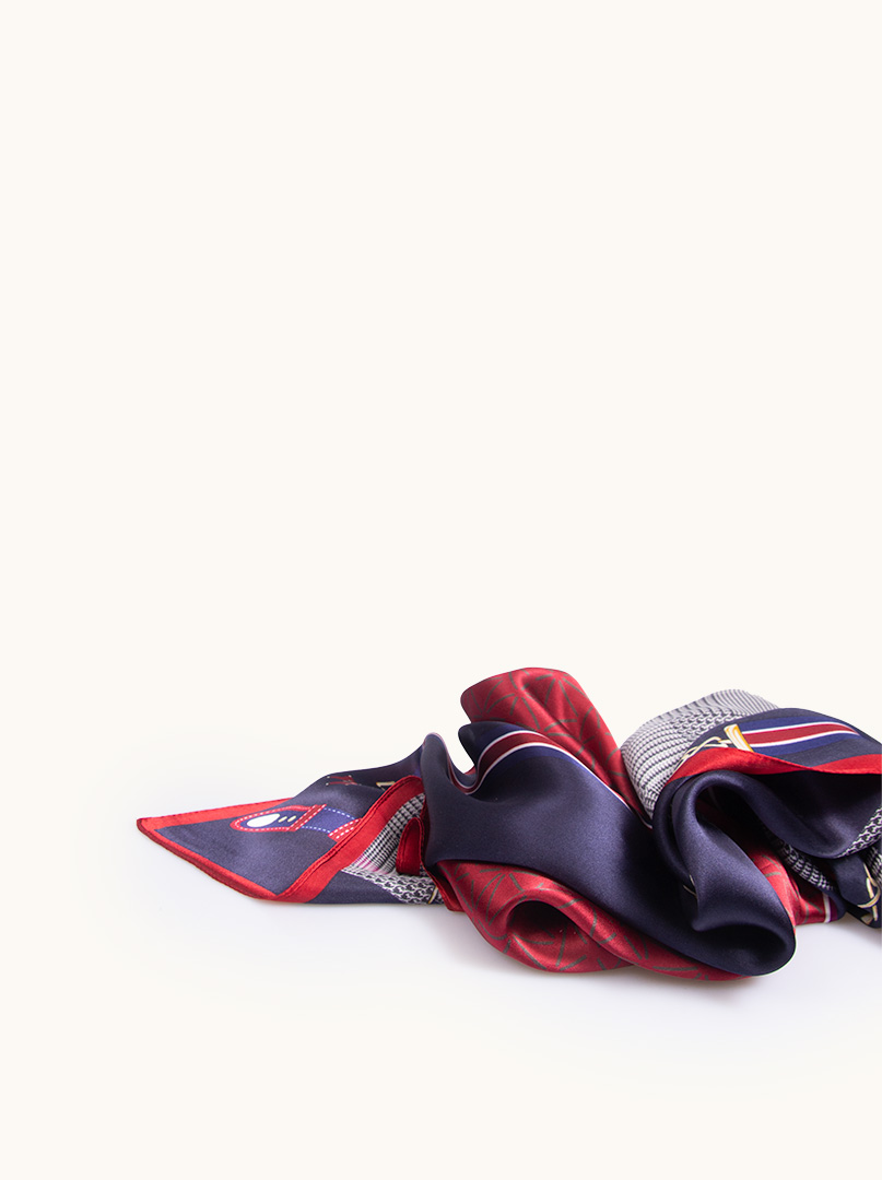 Maroon and navy blue silk scarf 55 cm x 170 cm image 3