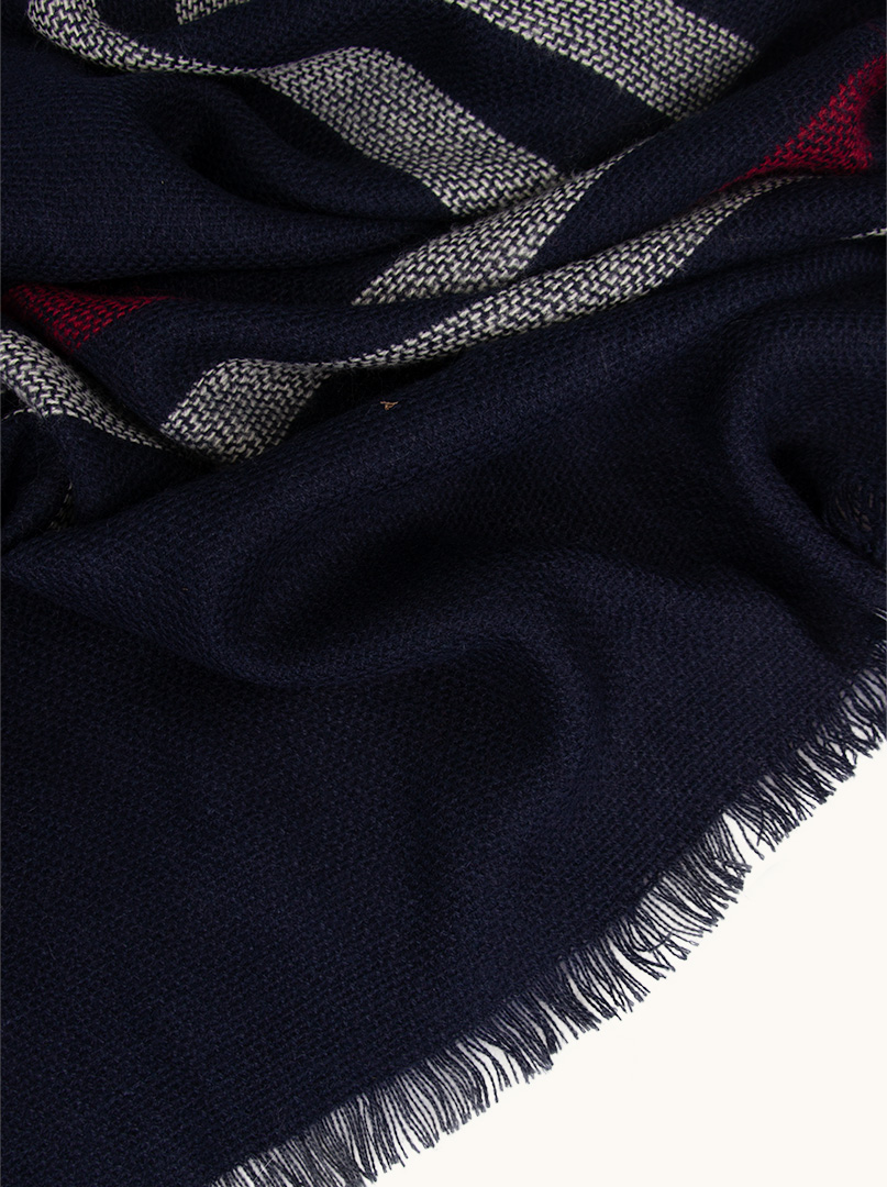 Navy blue warm striped scarf 100cm x 200cm image 3