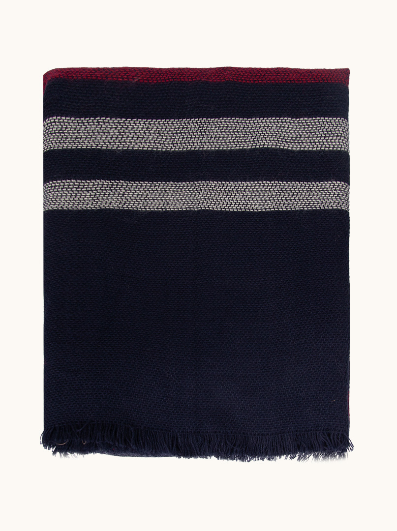 Navy blue warm striped scarf 100cm x 200cm image 2