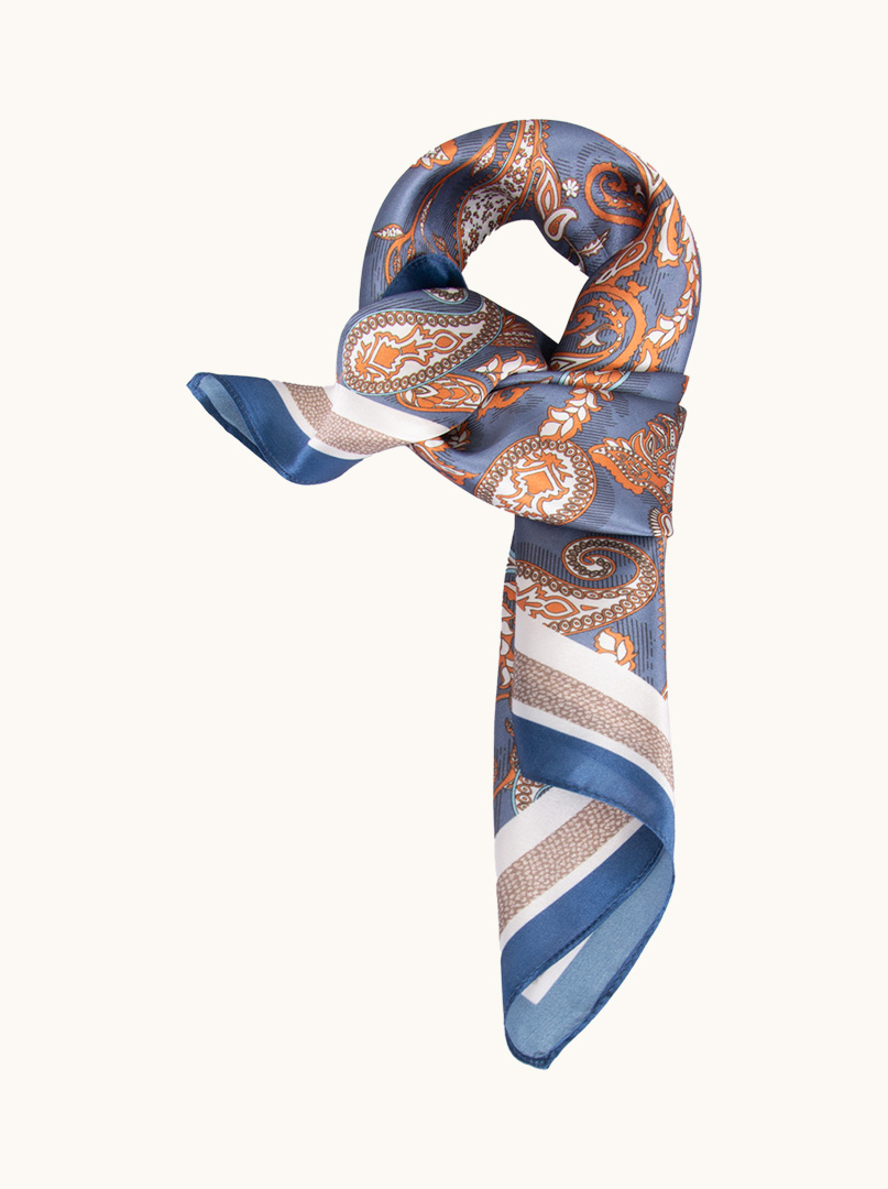 Medium silk scarf in paisley on cobalt background 68cm x 68 cm image 4