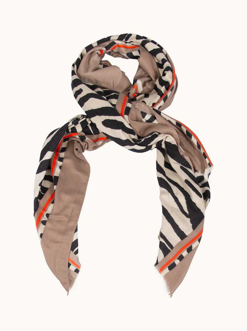 Scarf with zebra motif and orange accents image 1