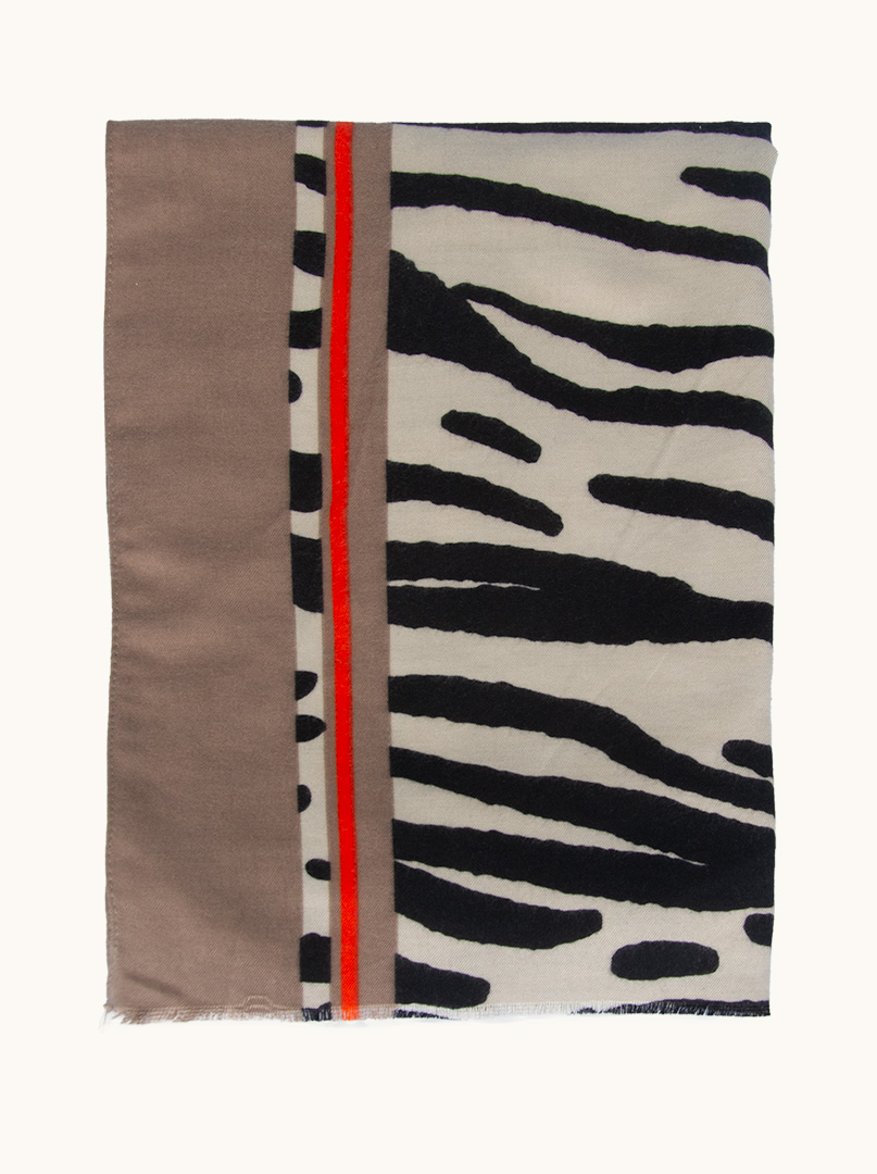 Scarf with zebra motif and orange accents image 2