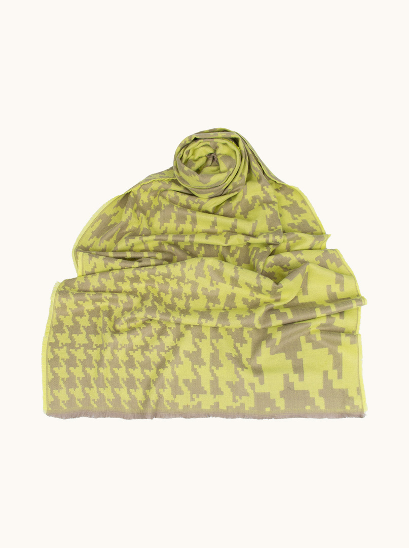 Warm houndstooth scarf in shades of green, 75cm x 210cm image 1