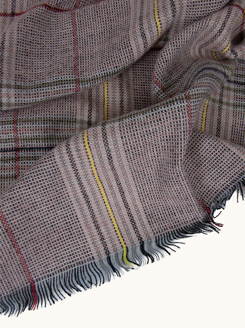 Warm purple scarf with checked wool, 90cm x 200cm image 3