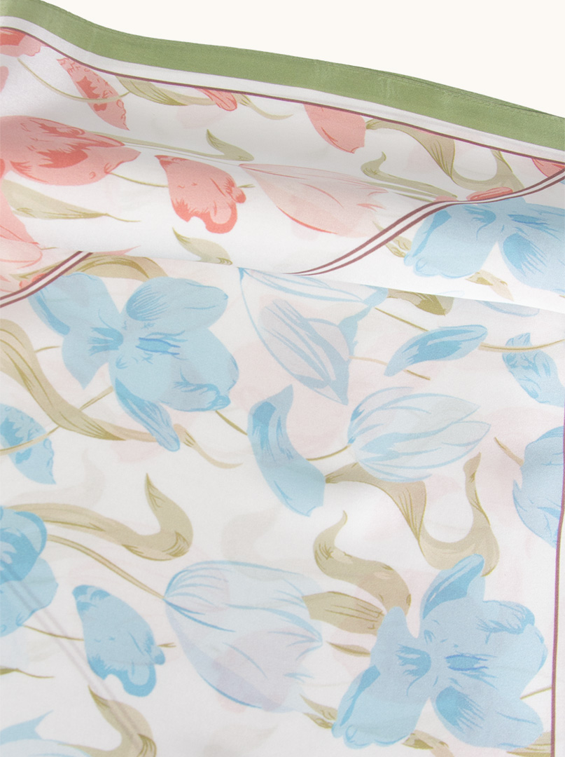 Silk scarf blooming tulips 65cm x 65cm image 4
