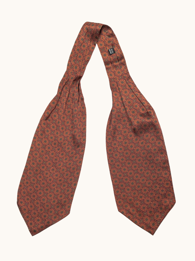 Red silk foulard with geometric pattern 17 x 130 cm image 1