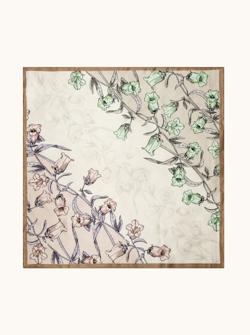 Small silk women's scarf with floral pattern, 53 cm x 53 cm image 2