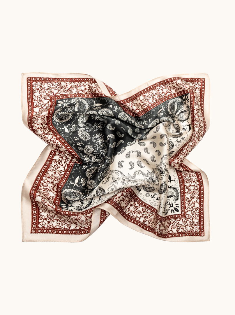 Small women's silk scarf with herringbone pattern, 53 cm x 53 cm image 3