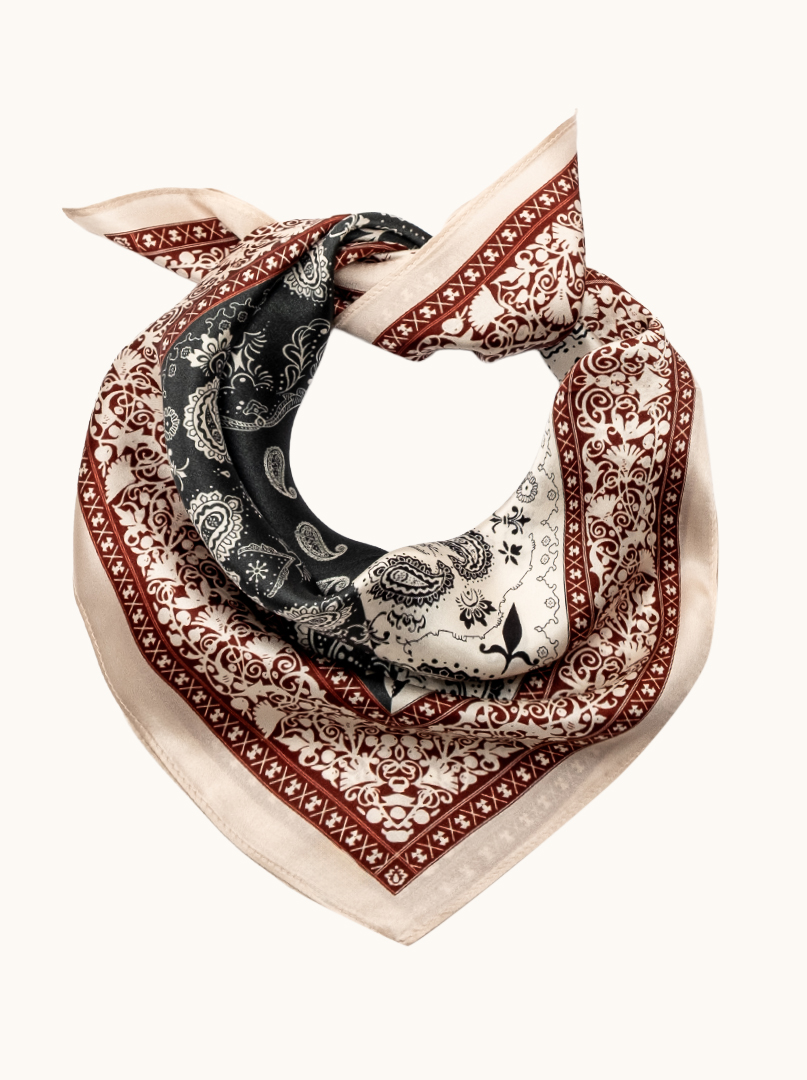 Small women's silk scarf with herringbone pattern, 53 cm x 53 cm image 1