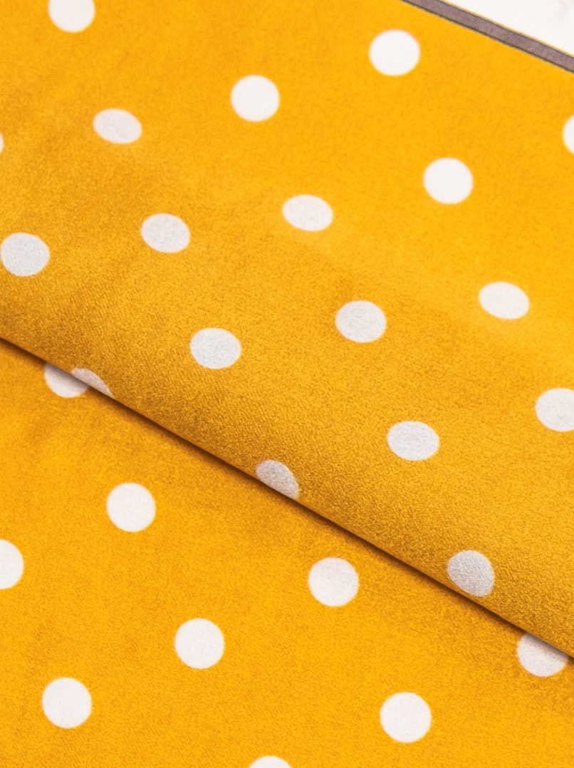 Small mustard silk gavroche scarf in peas 53cm x53cm image 4